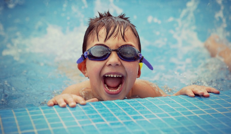 kid in pool