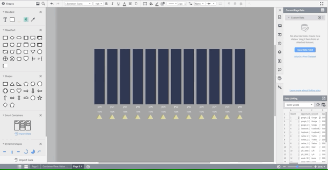 drag and drop data into custom shapes