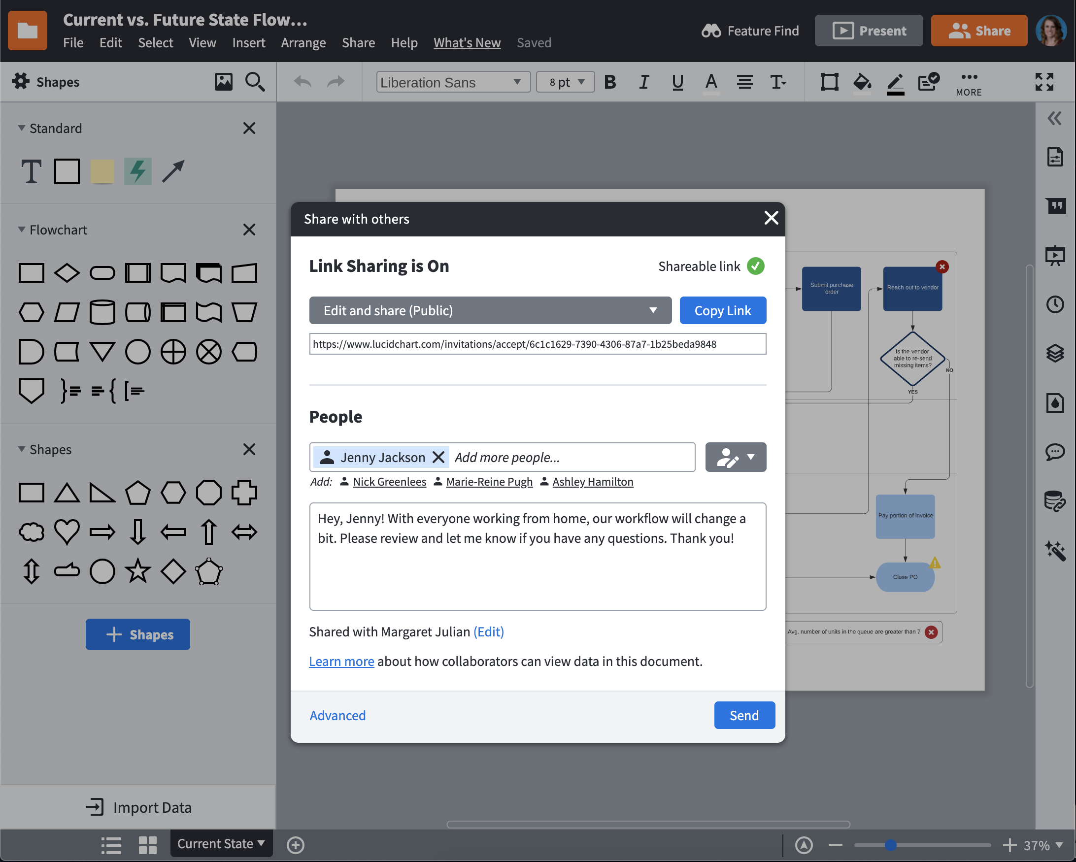 sharing processes in Lucidchart