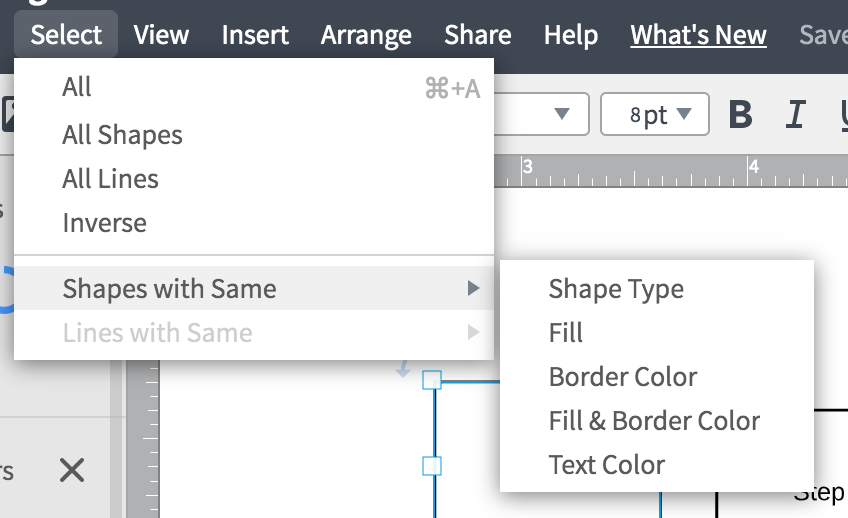 vormen in bulk opmaken in Lucidchart