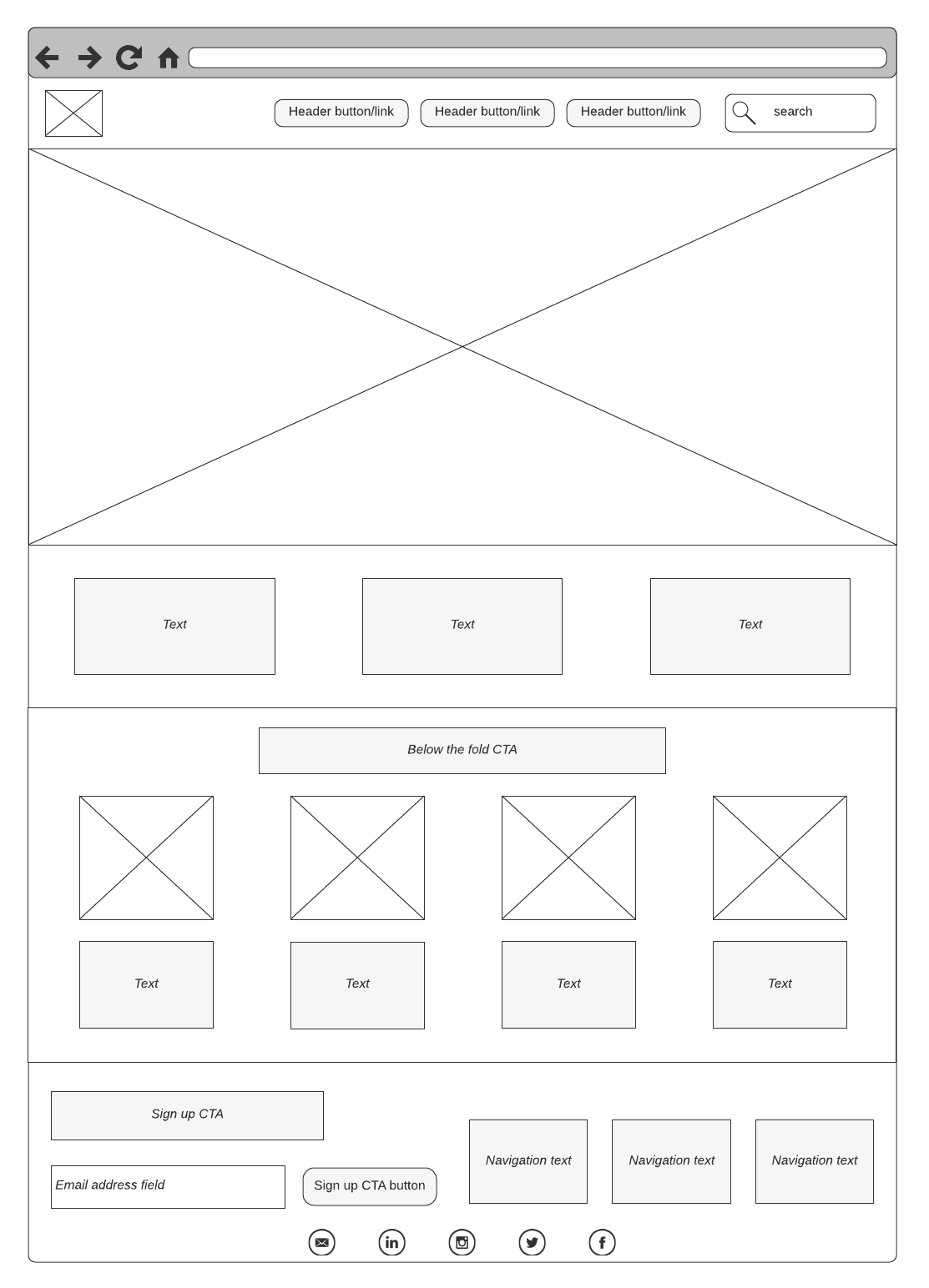 wireframe mockup of website