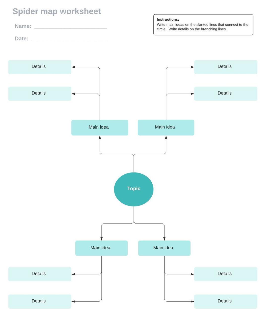 spider map worksheet