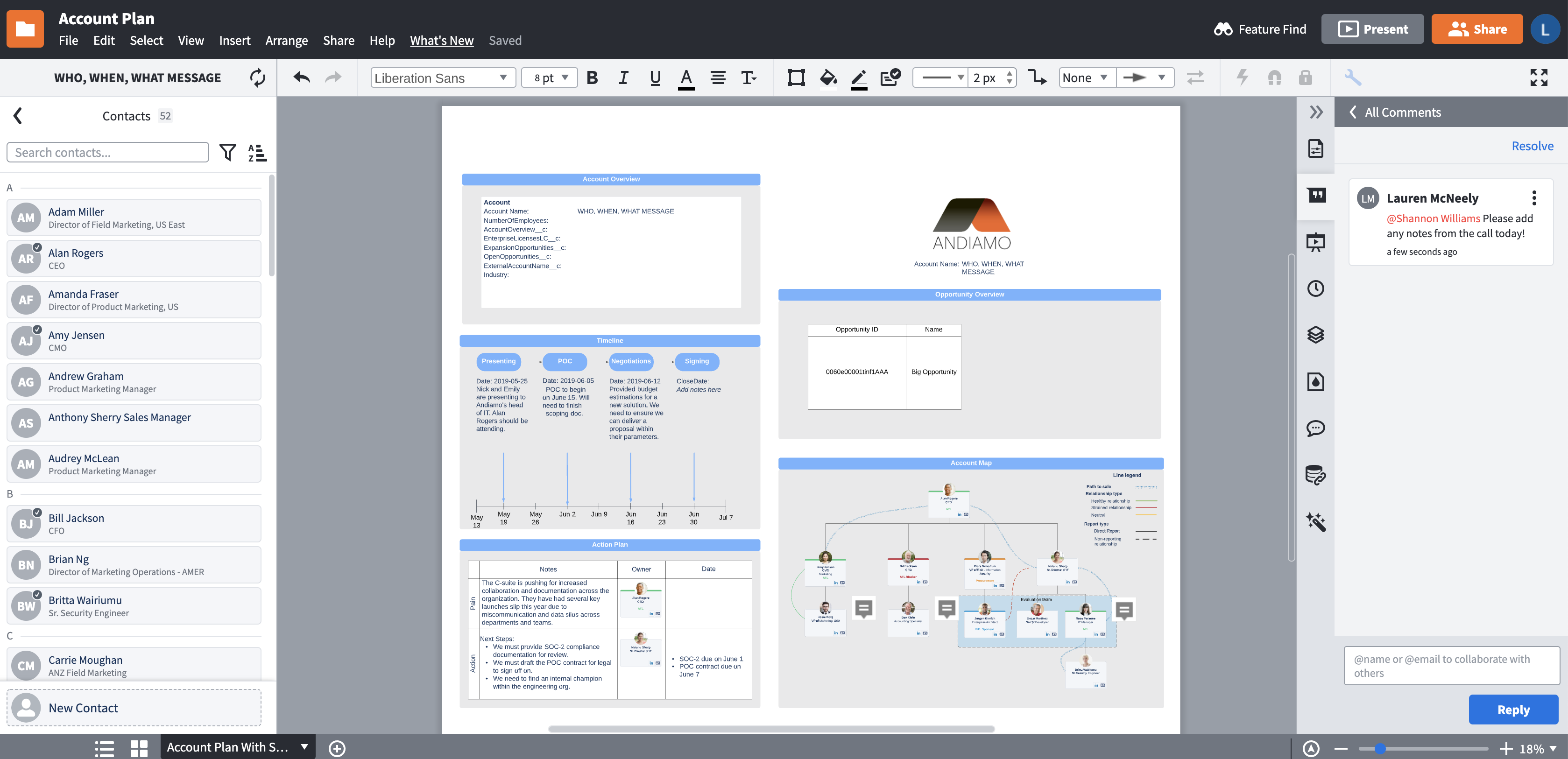 a comunicação com a equipe no Lucidchart