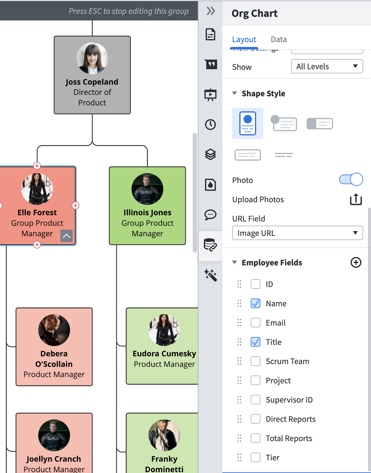 choose employee to add to org chart