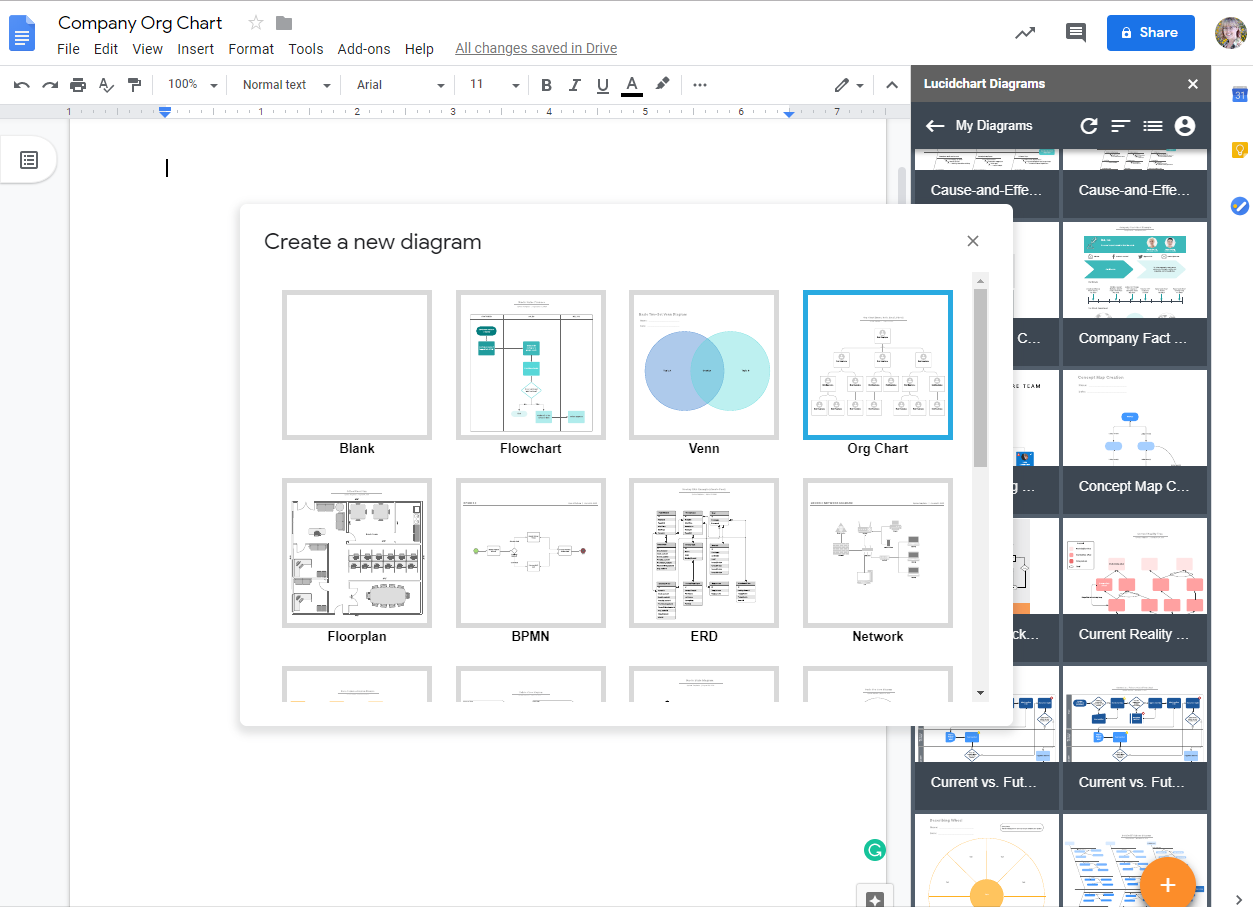 lucidchart how to make an org chart