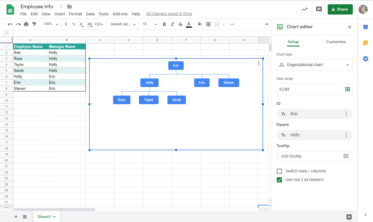 lucidchart link org chart google sheets