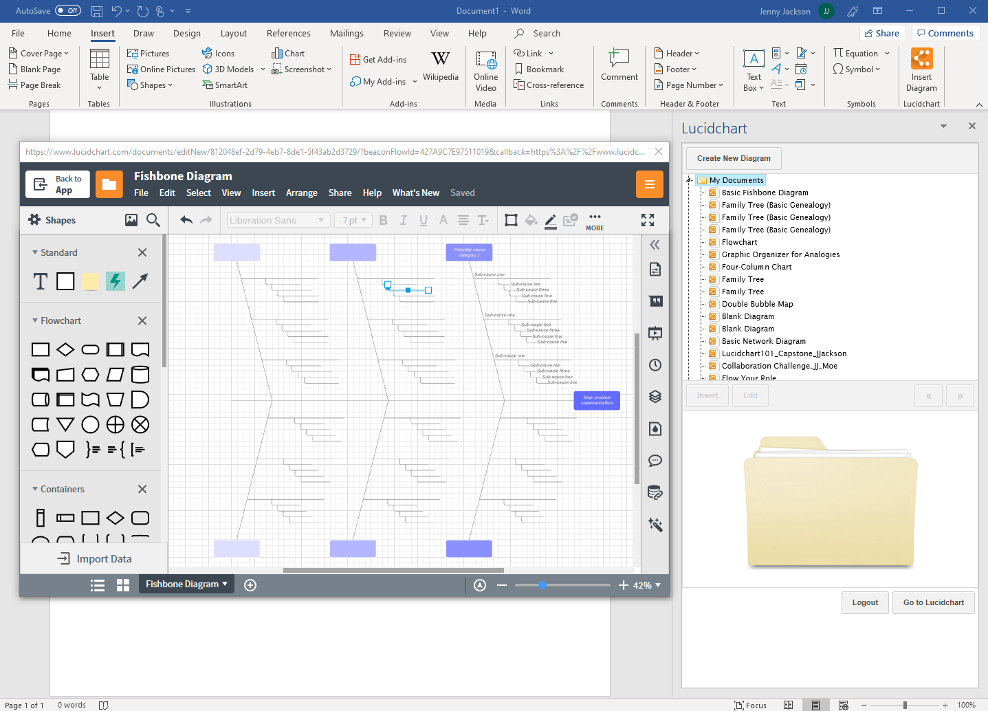 diagrama de ishikawa adicionado ao MS Word