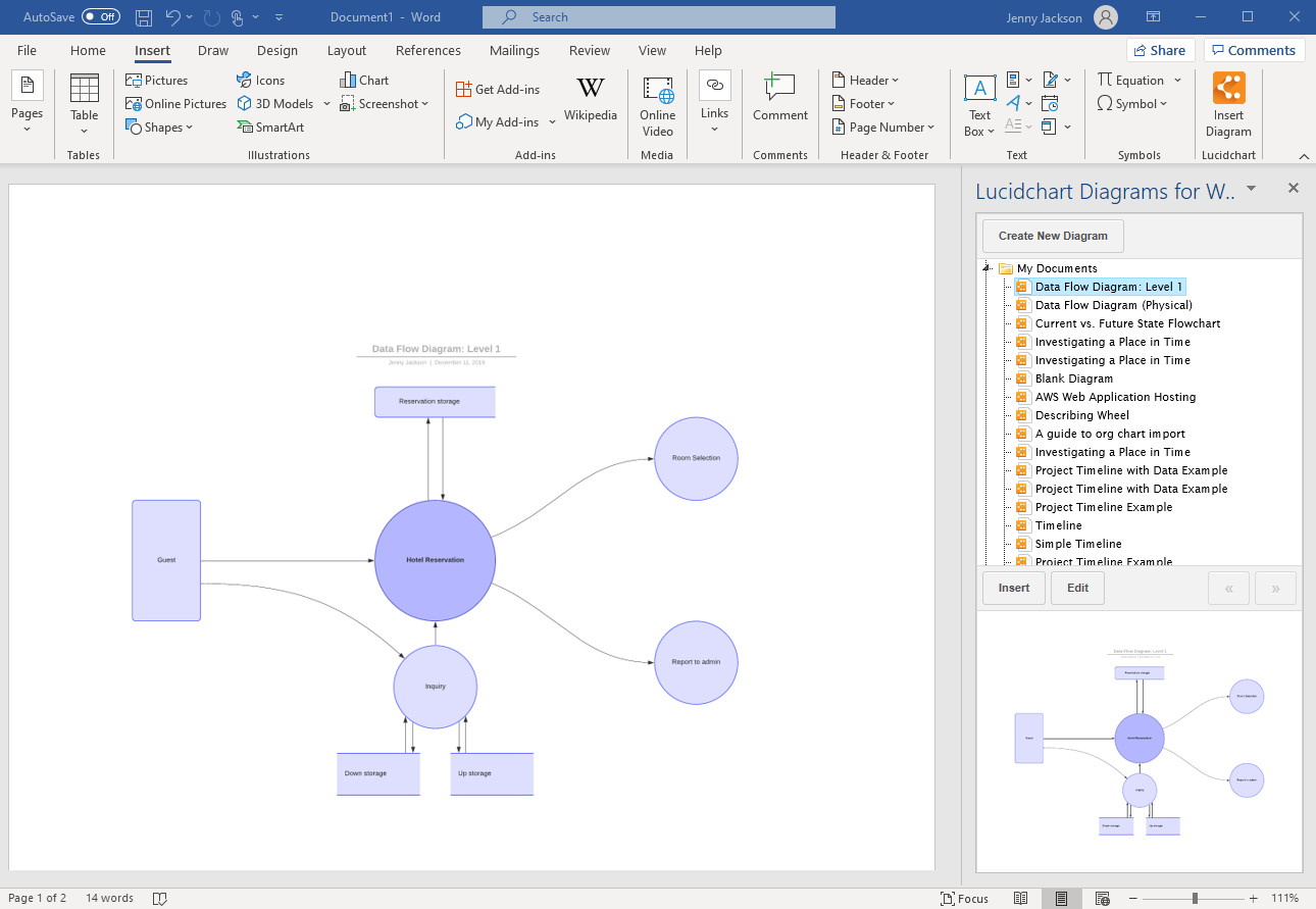 How to Create a Data Flow Diagram in Word Lucidchart