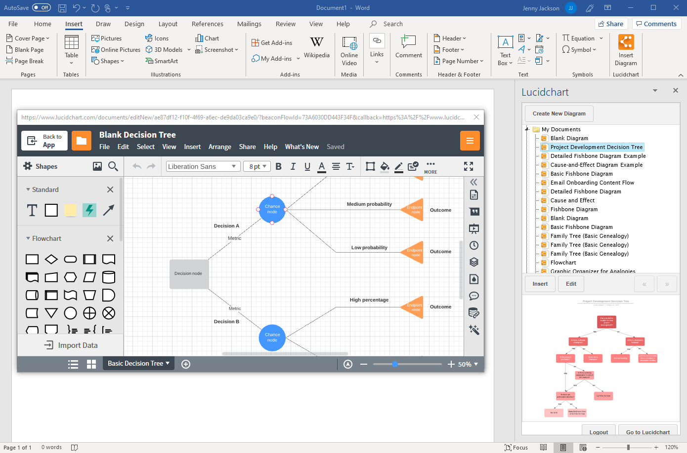 crear un árbol de decisiones en Word con Lucidchart