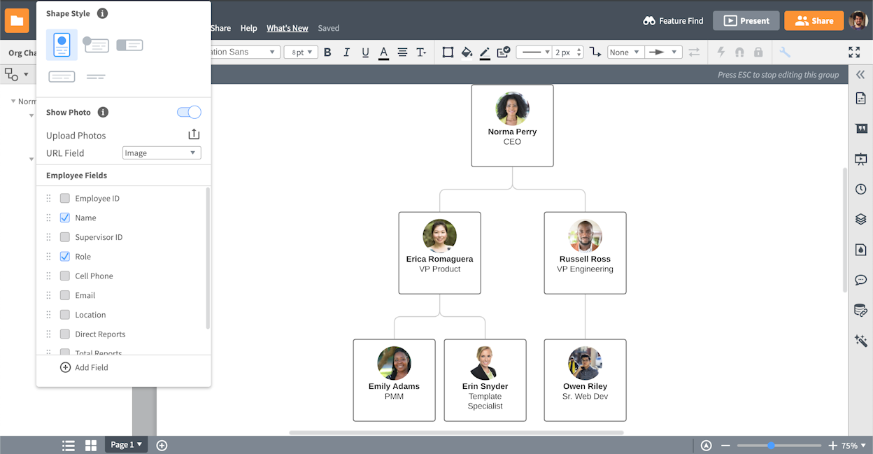 importing csv into lucidchart org chart