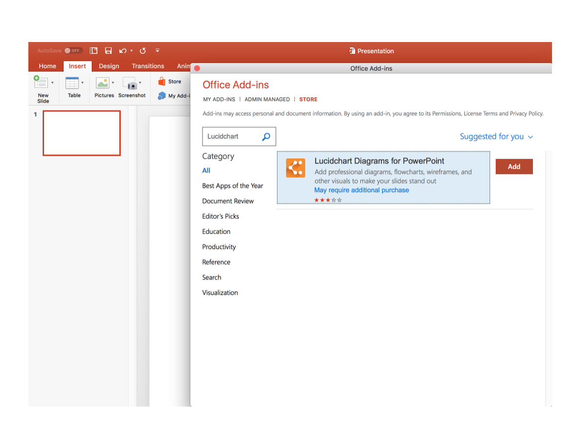 Lucidchart add-in en PowerPoint