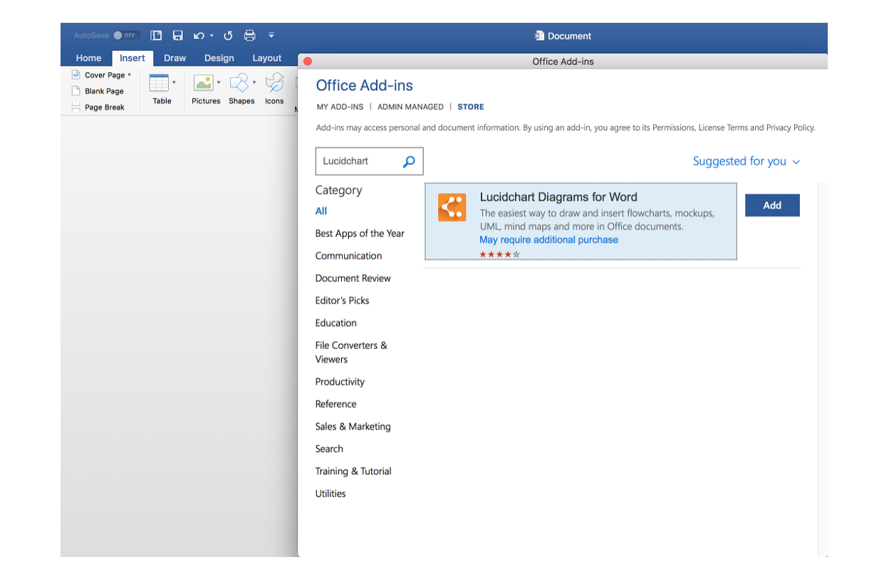 Lucidchart add-in en Word