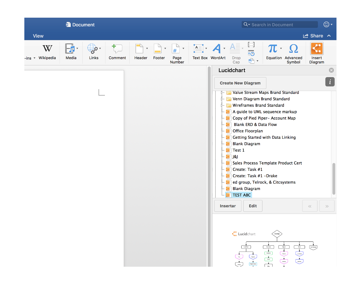 Lucidchart add-in en Word