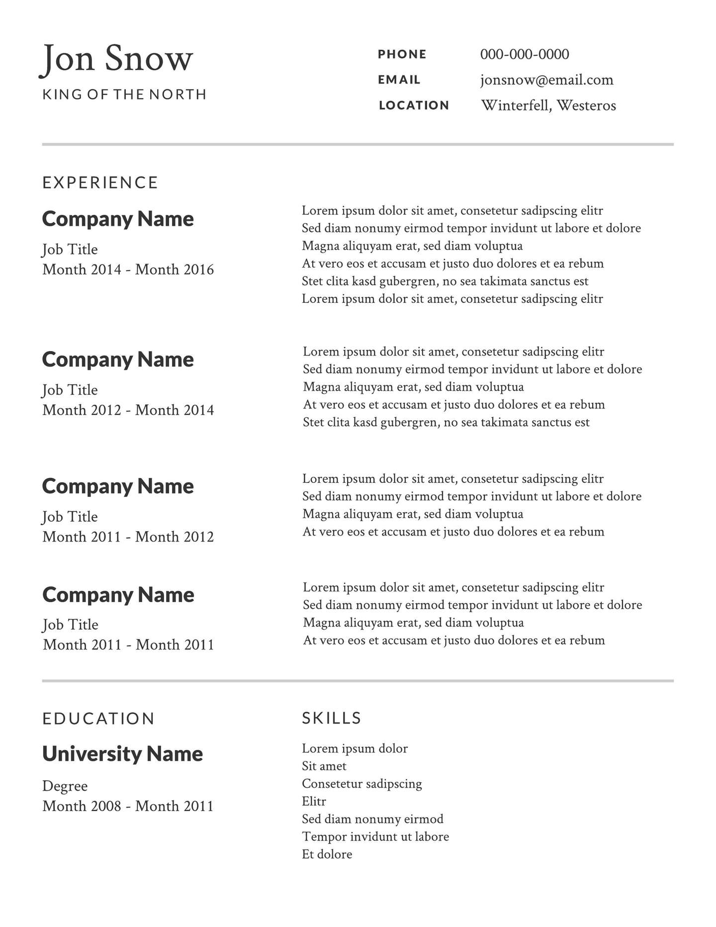 best free professional resume templates